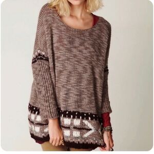 Free People Oversized Knit Charcoal Sweater  Size S